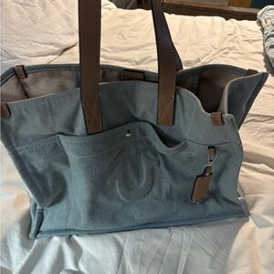 True Religion Denim Tote with Brown Accents